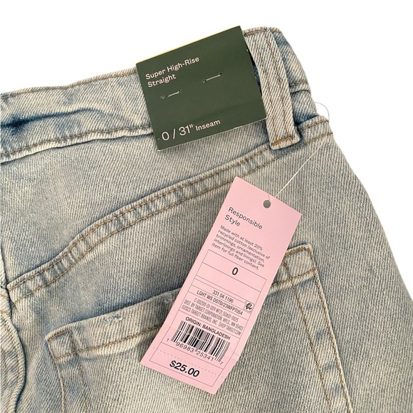 NWT Wild Fable Jeans Size 0 High Rise Straight Leg - Picture 4 of 6